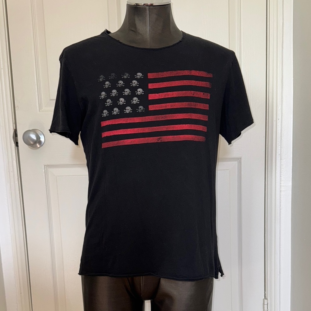 John Varvatos Black and Red Americana Tee